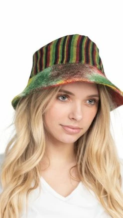 Vendor-unknown Hemp Tie Dye Bucket Hat: OS Rasta 6 Vendor-unknown Hemp Tie Dye Bucket Hat: OS Rasta