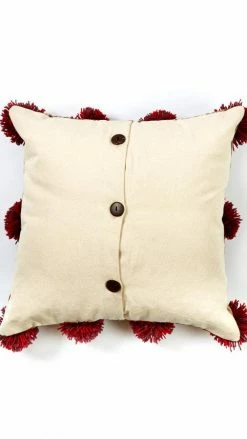 Lakhays Pom Pom Rustic Stripe Throw Pillow