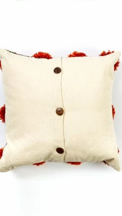 Lakhays Pom Pom Rustic Stripe Throw Pillow
