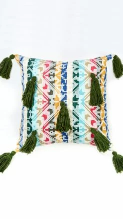 Lakhays Rainbow Geo Print Tassel Throw Pillow