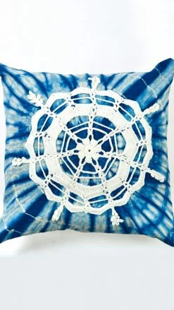 Lakhays Hand Crocheted Mandala Snowflake Throw Pillow Pillows