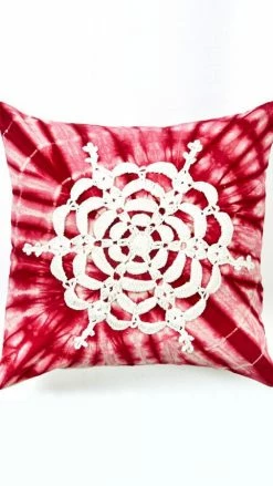 Lakhays Hand Crocheted Mandala Snowflake Throw Pillow Pillows