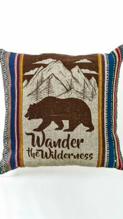 Vendor-unknown Wilderness Print Rustic Stripe Throw Pillow Pillows