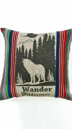Vendor-unknown Wilderness Print Rustic Stripe Throw Pillow Pillows