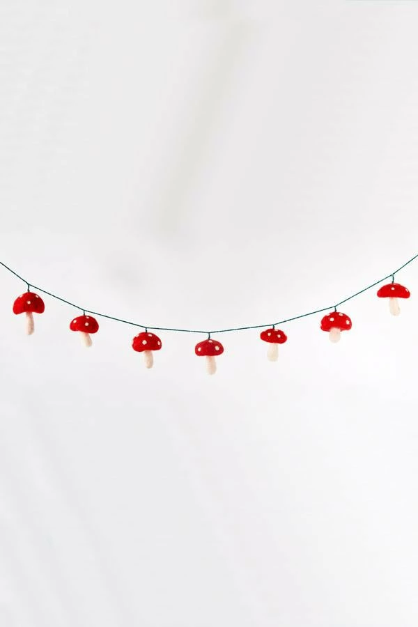 Lakhays Felt Mushroom Garland 7 Lakhays Felt Mushroom Garland