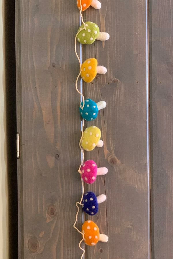 Lakhays Felt Mushroom Garland 6 Lakhays Felt Mushroom Garland
