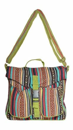 Lakhays Cotton Canvas Bohemian Hippie Messenger Bag-Olive-One Size