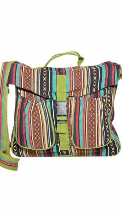 Lakhays Cotton Canvas Bohemian Hippie Messenger Bag-Olive-One Size