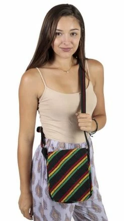 Lakhays Natural Hemp Reggae Stripe Eco Crossbody Purse-rasta