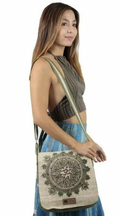 Lakhays Natural Hemp-Cotton Eco Mandala Hippie Boho Cross Body Messenger Bag Sling Bag