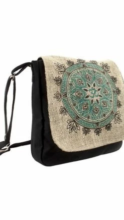 Lakhays Natural Hemp-Cotton Eco Mandala Hippie Boho Cross Body Messenger Bag Sling Bag