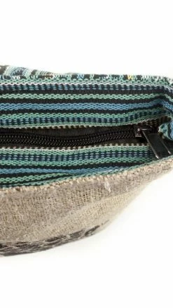 Lakhays Tree Of Life Canvas Crossbody Sling Purse With Tranquil Boho Stripes, Made With Hemp And Cotton, Great For Festivals, Beach, Everyday Wear & More