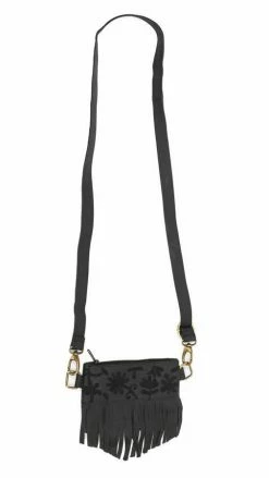 Lakhays Boho Fringe Embroidered Convertible Crossbody Belt Bag Bags
