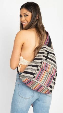 Lakhays Rustic Stripe Crossbody Sling Backpack New Arrivals