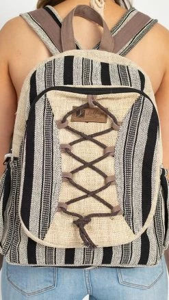 Lakhays Hemp Rustic Stripe Backpack 15 Lakhays Hemp Rustic Stripe Backpack