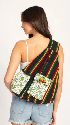 Vendor-unknown Rasta Stripe Crossbody Sling Backpack
