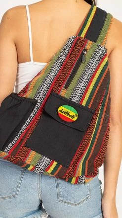 Vendor-unknown Rasta Stripe Crossbody Sling Backpack